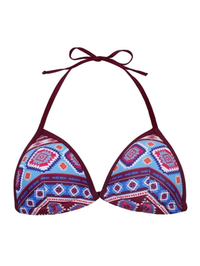 charmleaks Maroon and Teal boho Geometric Bikini Top
